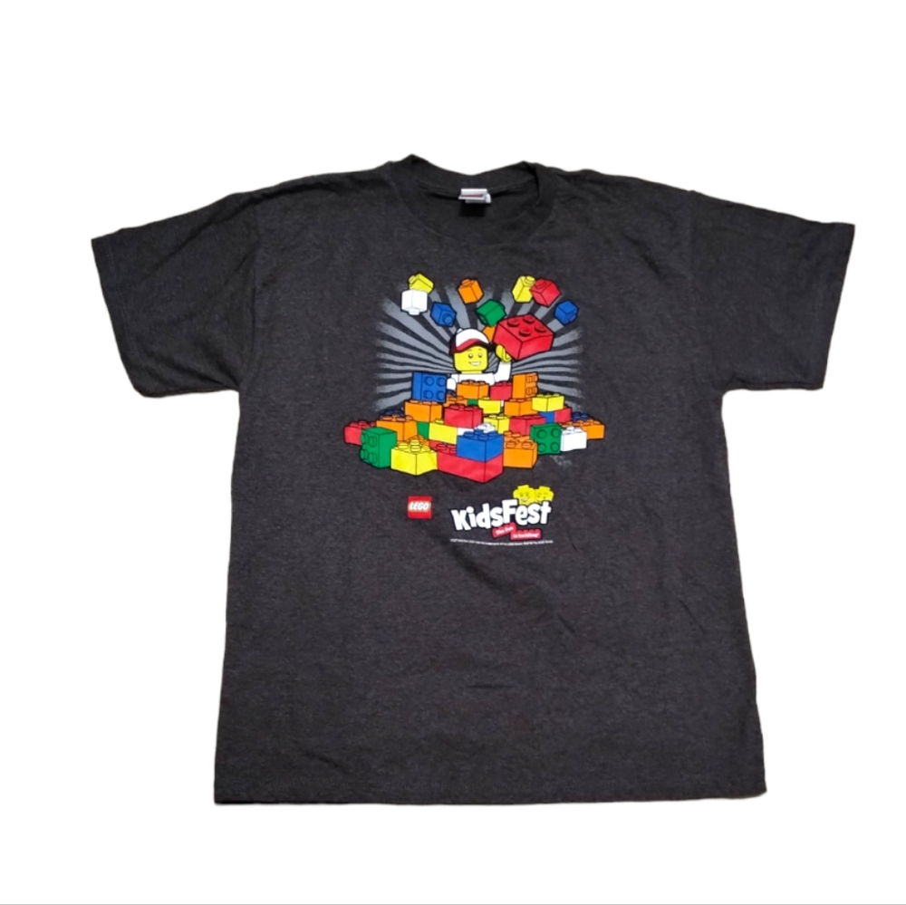 LEGO Blocks Kidsfest The Fun in Building Bricks Charcoal Gray Youth L T-Shirt